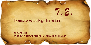 Tomasovszky Ervin névjegykártya